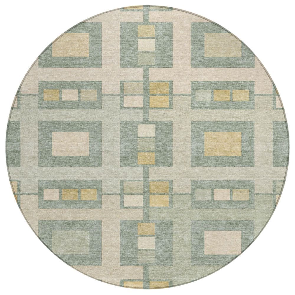 Chantille Machine Washable Indoor/Outdoor Abstract ACN2889 Sage 8 ft. x 8 ft. Round Rug price history on PriceWatchPro