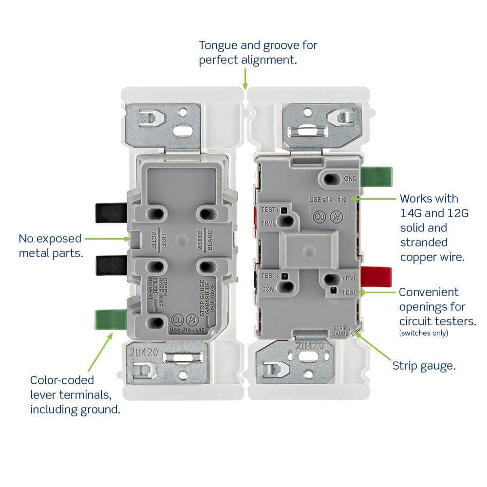 Leviton White Single Pole 15 Amp Rocker Switch