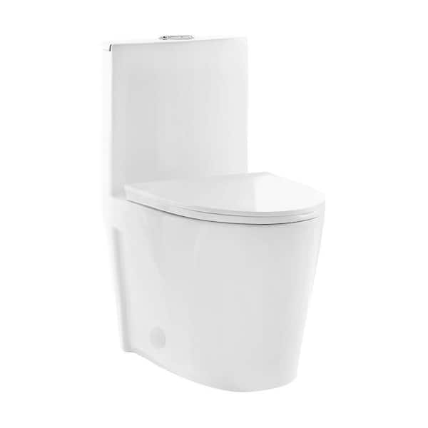 Shop St. Tropez 1-Piece 0.8/1.28 GPF Dual Flush Elongated Toilet in White from Home Depot on Openhaus