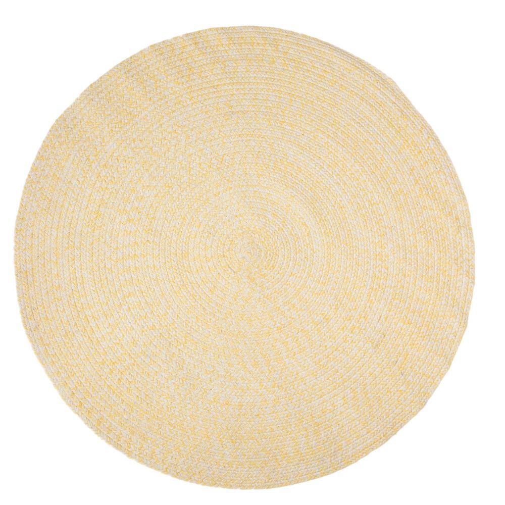UPC 810062321995 product image for Braided Farmhouse Yellow 4 ft. x 4 ft. Round Cotton Area Rug | upcitemdb.com