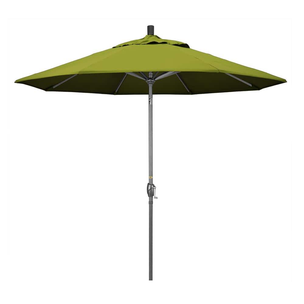 9 ft. Hammertone Grey Aluminum Market Patio Umbrella with Push Button Tilt Crank Lift in Kiwi Olefin price history on PriceWatchPro