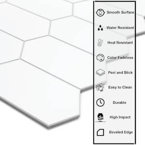 Small Long Hexagon 6 in. x 6 in. White Peel and Stick Backsplash Stone Composite Wall Tile (0.25 sq. ft.)