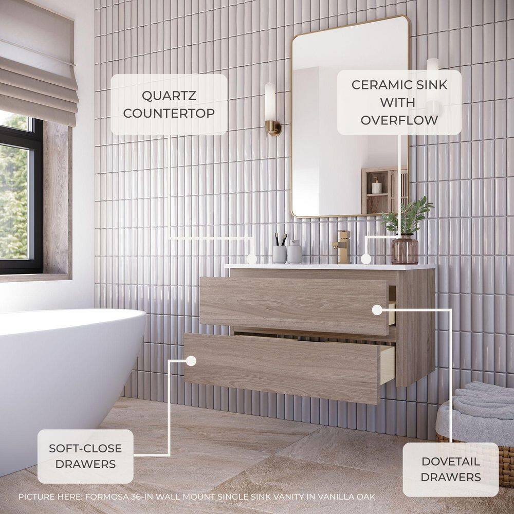 Formosa 47" Brown Acacia Wall-Mounted Single Vanity Base