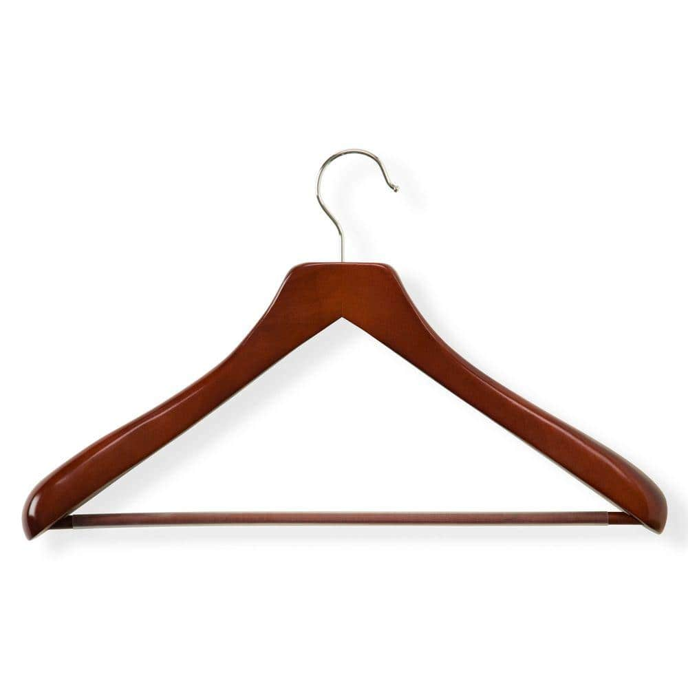 Extra Large Natural Finish Notched Wooden Suit Hanger with Non-Slip Bar 17 inch Long Hanger with Notches Box of 25