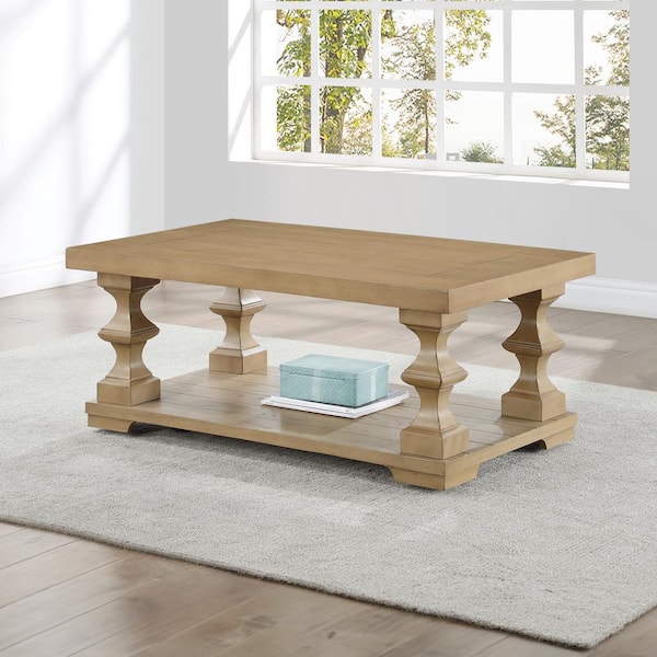 Steve Silver Dory 48 in. Sand Brown Wood Cocktail Coffee Table