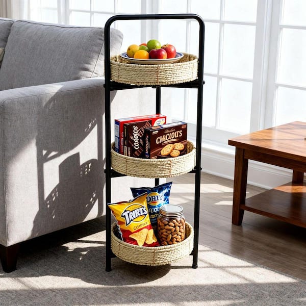 3-Tiers Kitchen Fruit Baskets and Bowls, with Stackable Tray in Beige