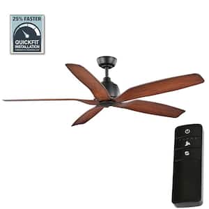 60 in. Sirrine Indoor/Outdoor Matte Black Smart Ceiling Fan with Remote Control Powered by Hubspace