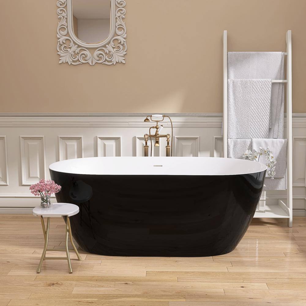 59'' White Acrylic Freestanding Soaking Bathtub