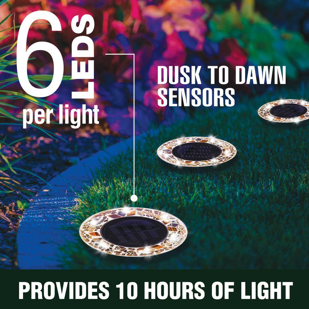 Tan Mosaic Solar Powered LED Pathway Lights, Set of 4
