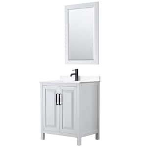 Daria 30 in. W x 22 in. D x 35.75 in. H Single Bath Vanity in White with White Cultured Marble Top and 24 in. Mirror