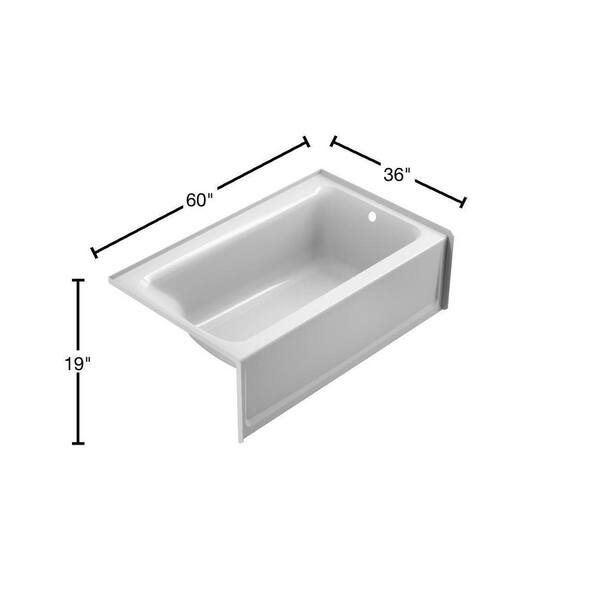 PROJECTA 60 in. x 36 in. Acrylic Left-Hand Drain Rectangular Alcove Soaking Bathtub in White PROJECTA 60 in. x 36 in. Acrylic Left-Hand Drain Rectangular Alcove Soaking Bathtub in White