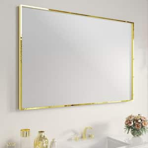 48 in. W x 32 in. H Rectangular Aluminum Framed Wall Bathroom Vanity Mirror in Brushed Gold