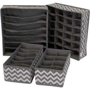 13.18 in. H x 3.54 in. W x 6.1 in. D Gray Chevron Pattern Dividers Storage Boxes Cube Storage Bin (4-Pack)