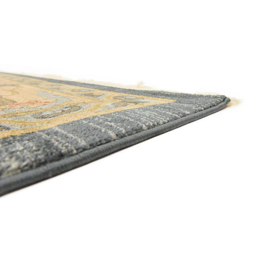 Navy Blue Rectangular Stain-Resistant Synthetic Area Rug