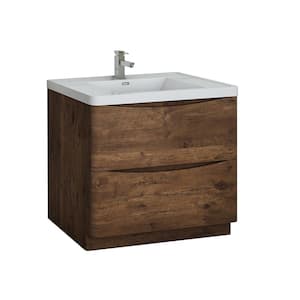 Tuscany 36 in. Modern Bath Vanity in Rosewood with Vanity Top in White with White Basin