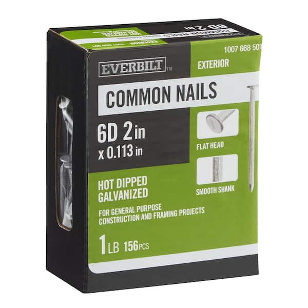 2 in. x 6D Hot Dipped Galvanized Common Nails 1 lb. (156-Count)