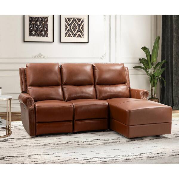 Leather Sectional Sofa With 3 Power Recliners Matttroy