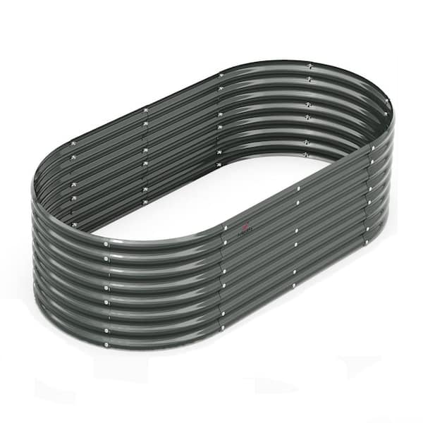 Oyezvary Galvanized Raised Garden Bed Kit 96 in. L x 48 in. W x 24 in. H Deep Root Planters Large Bottomless Quartz Grey Metal