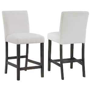 Alba White and Charcoal Gray Boucle Upholstered Counter Height Dining Chair (Set of 2)
