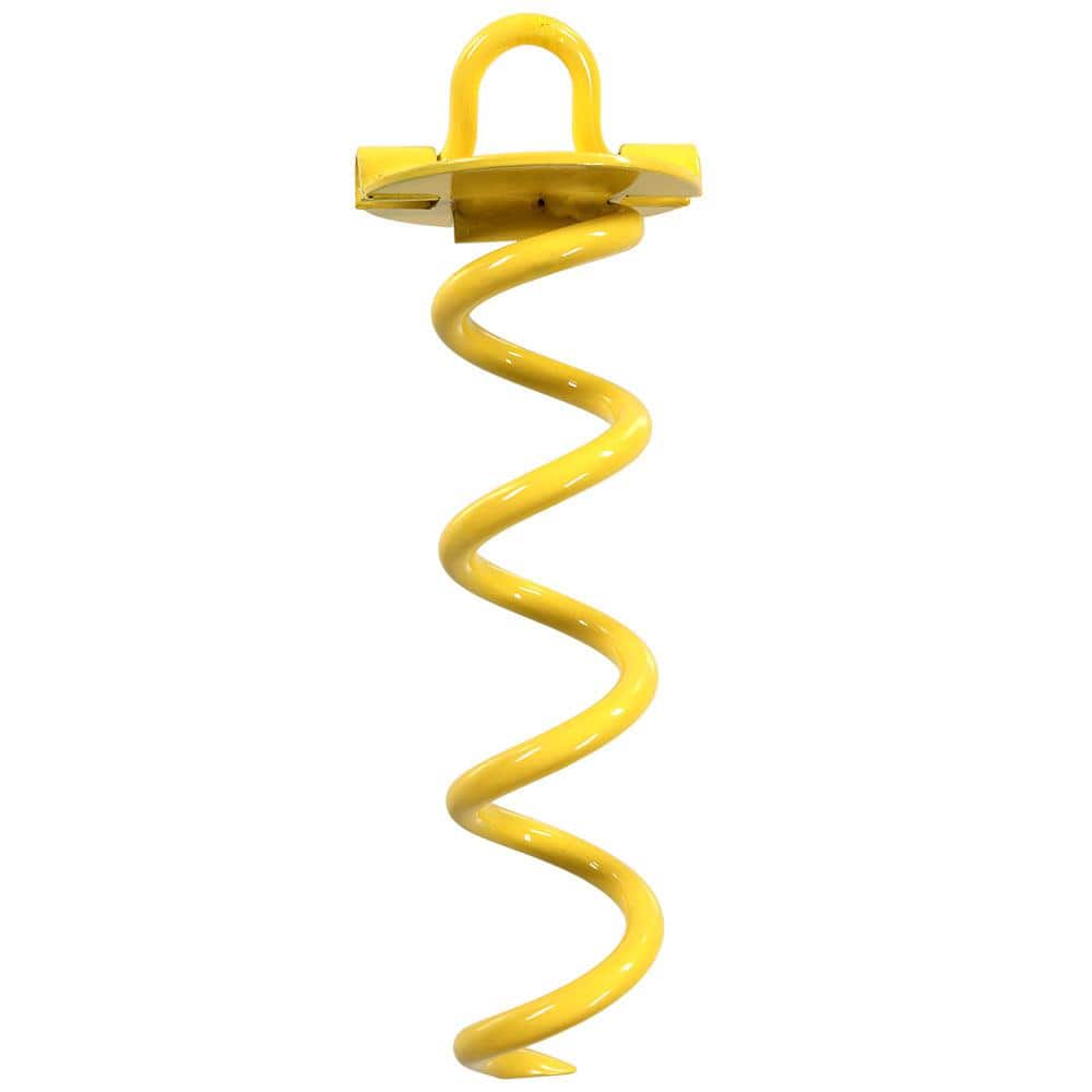 Sunnydaze 12" Outdoor Yellow Spiral Anchor/Stake for Tarps Leashes and Tents 