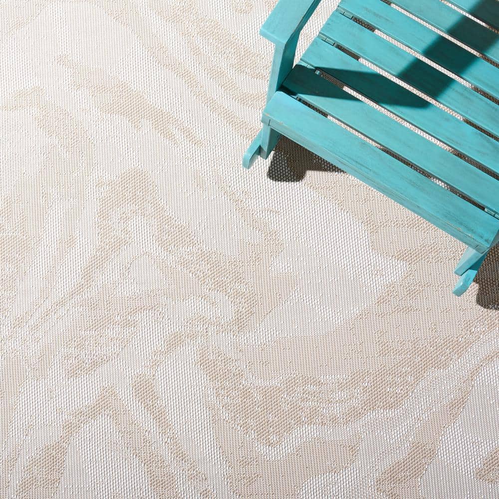 Ivory Beige Synthetic Tufted Runner Rug, 9' x 2'2"