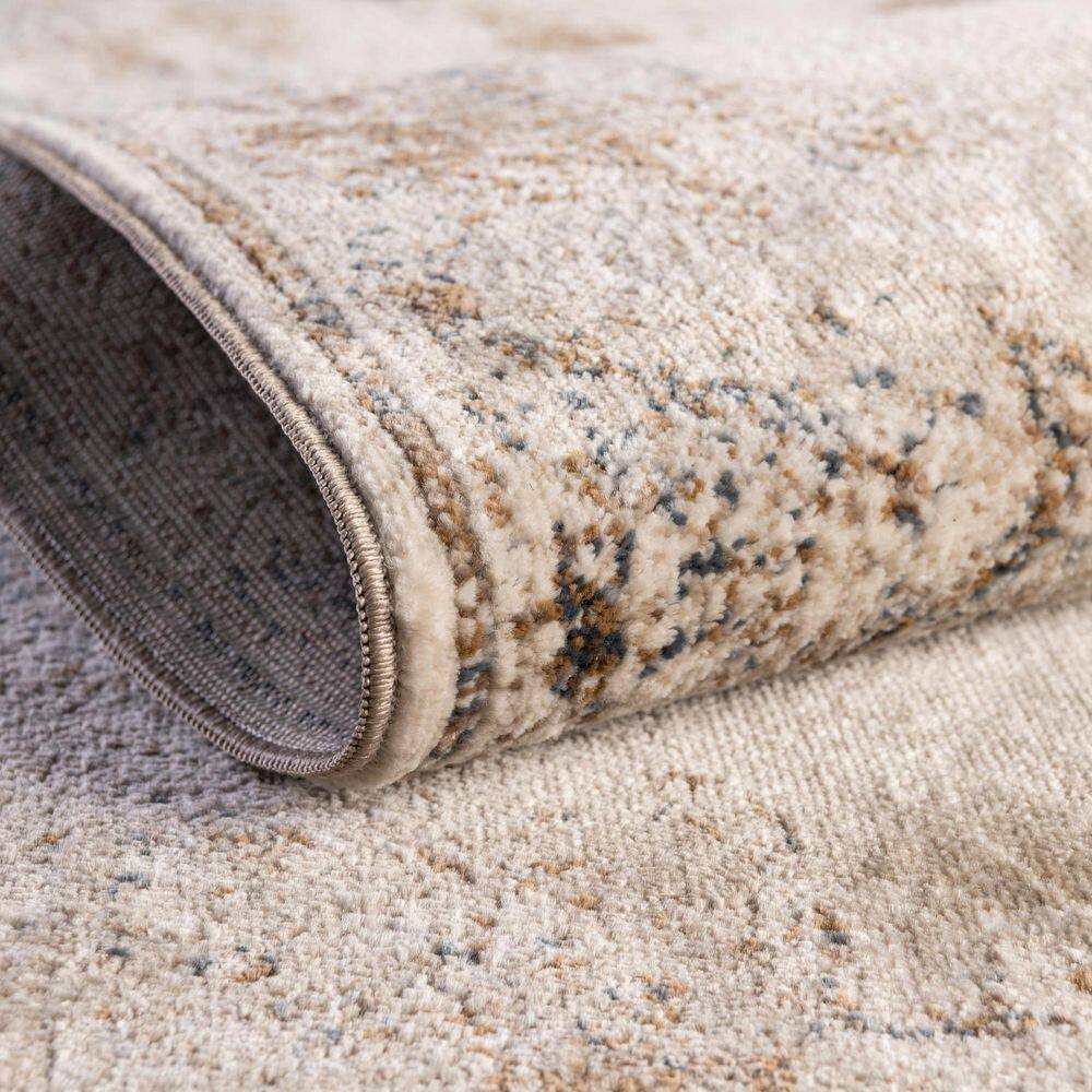 Eliza Blue Cream Rectangular Stain-Resistant Area Rug