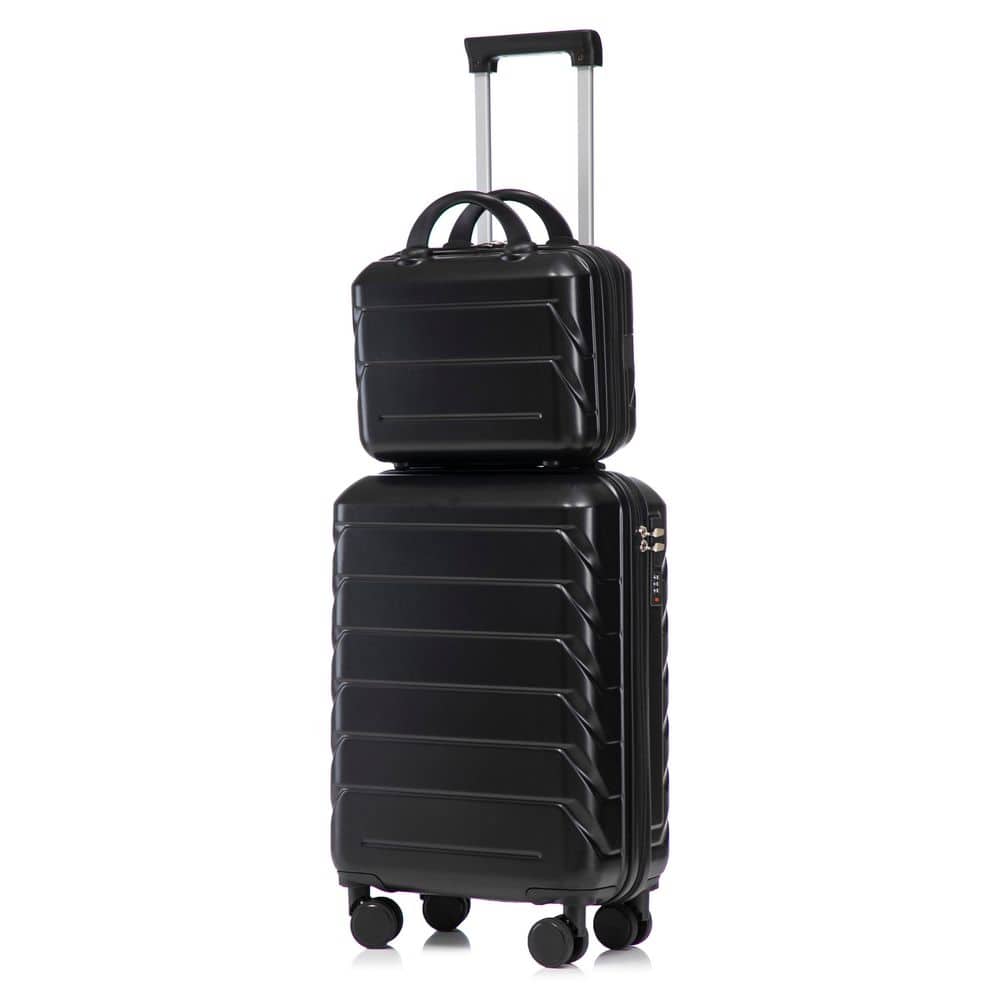 Tatahance 2-Piece 20 in. Black ABS Hardside Spinner Luggage Set