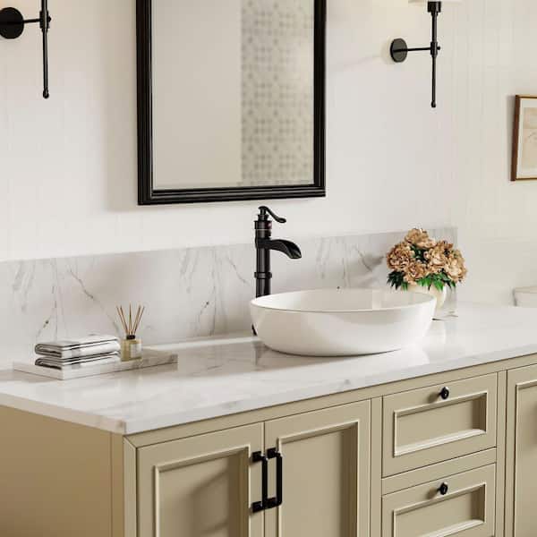 Waterfall Single Hole Single-Handle Vessel Bathroom Faucet With Drain Assembly in Oil Rubbed Bronze