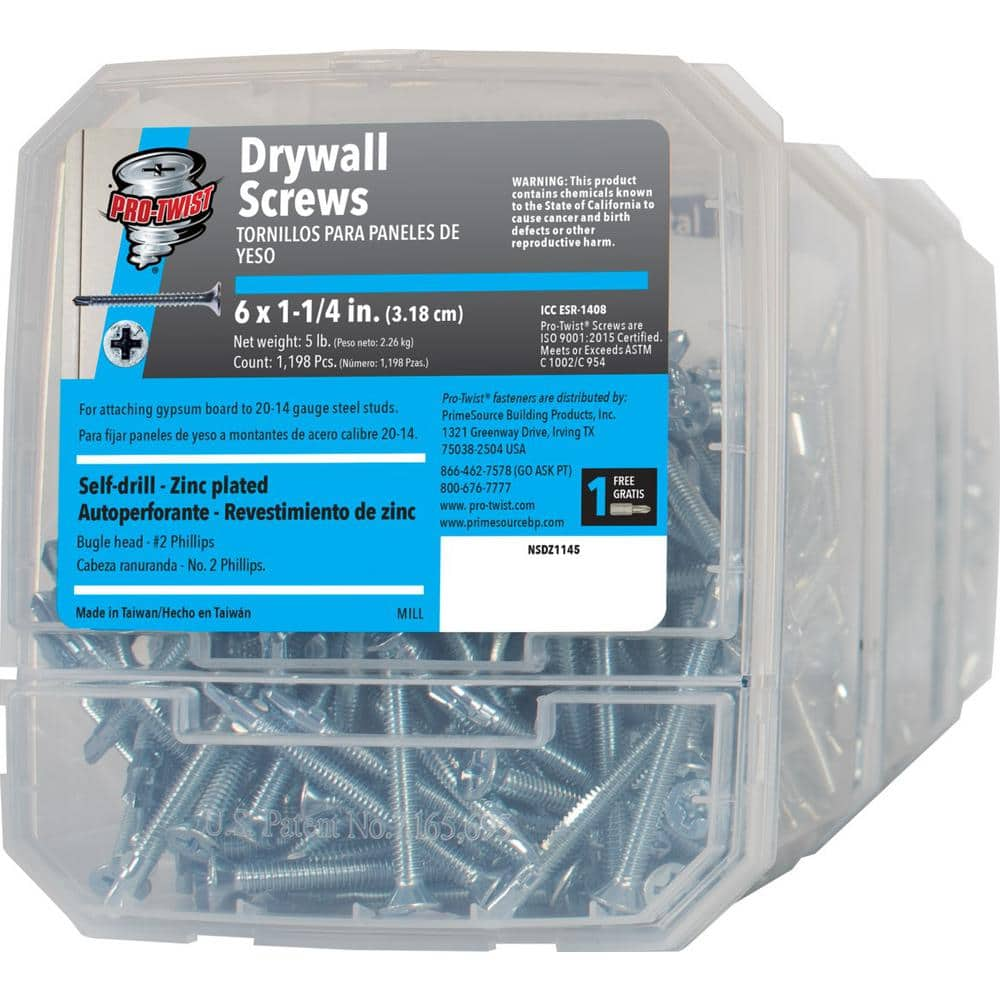 Pro Twist 6 X 1 1 4 In Phillips Bugle Head Self Drilling Screws 5