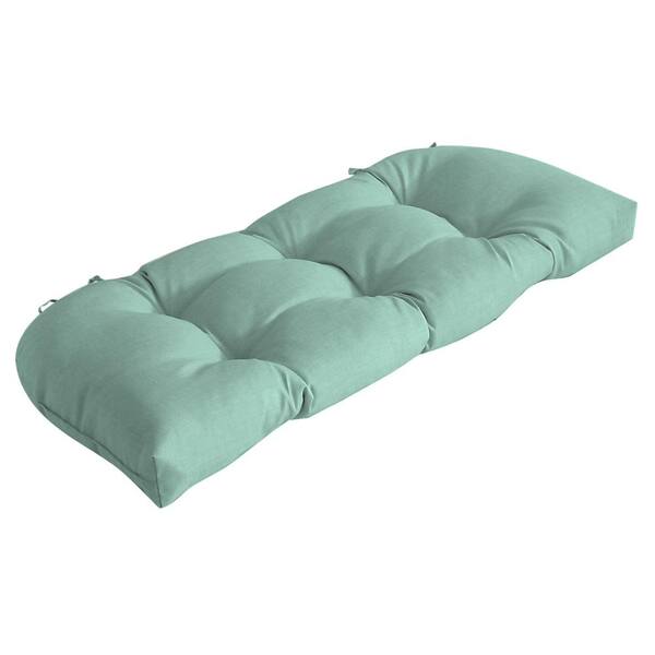 ARDEN SELECTIONS 41.5 in. x 18 in. Aqua Leala Texture Countoured Tufted Outdoor Bench Cushion