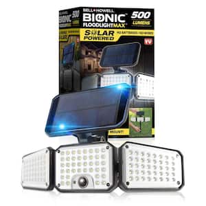 Bionic Floodlight Maximum 6-Watt 120-Degree Black Motion Activated Outdoor Integrated LED Flood Light Adjustable Panels