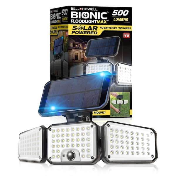 BELL+HOWELL Bionic Floodlight Maximum 6-Watt 120-Degree Black Motion Activated Outdoor Integrated LED Flood Light Adjustable Panels