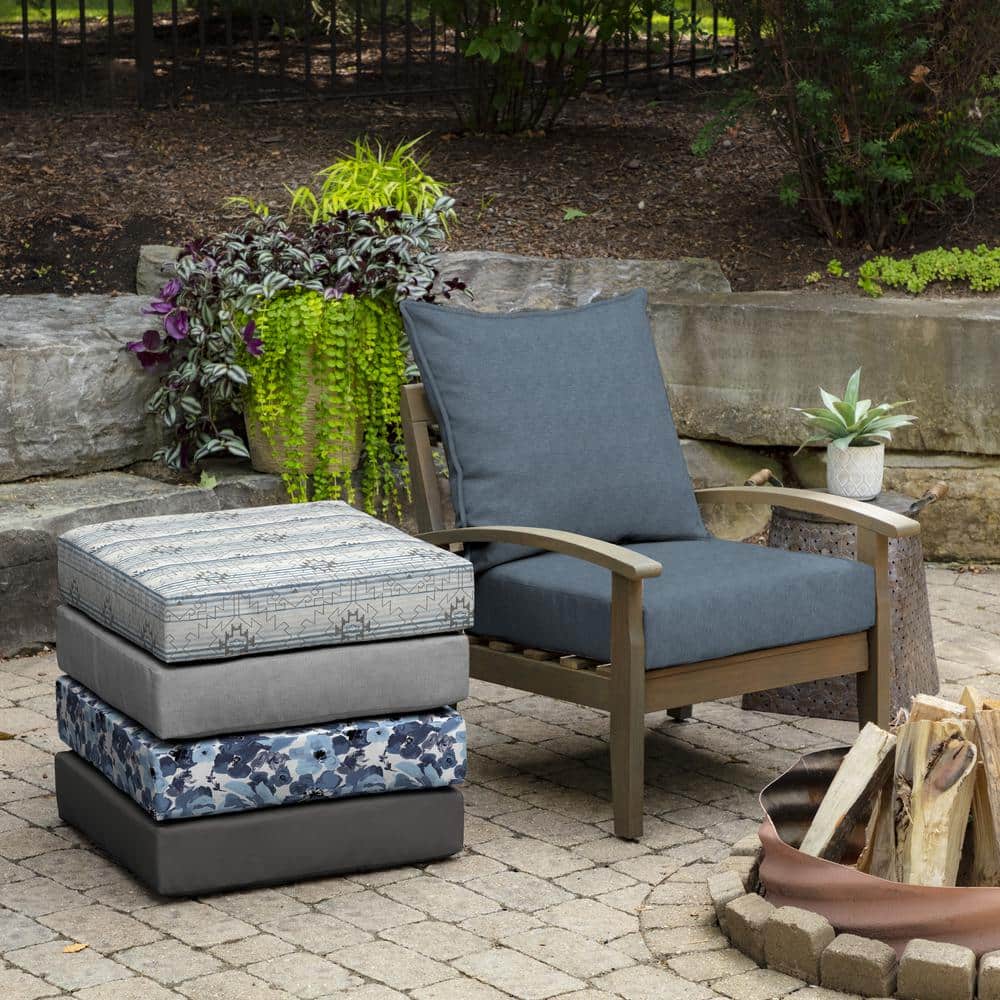 Denim Blue Polyester Deep Seat Outdoor Cushion Set