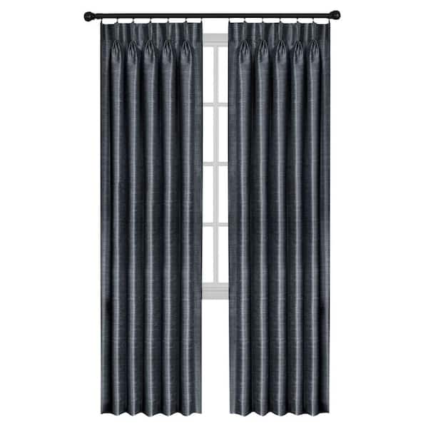 ACHIM Slate Solid Pinch Pleat Sheer Curtain - 34 in. W x 84 in. L