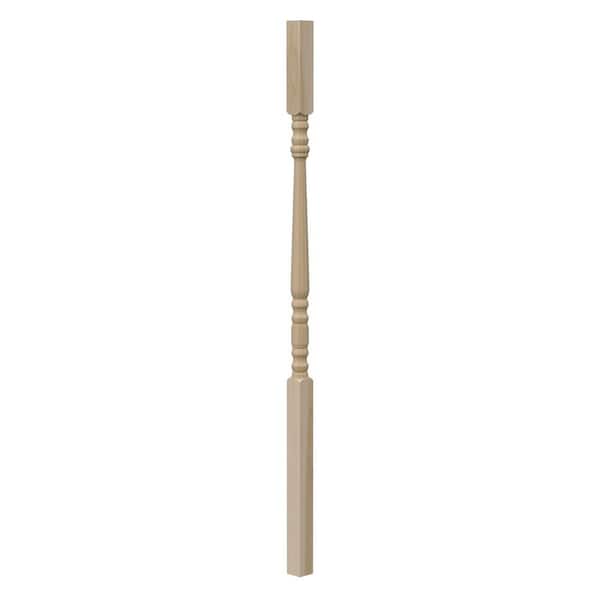 Stair Parts 36 in. x 1-1/4 in. 5205 Unfinished Poplar Square Top Wood Baluster for Stair Remodel
