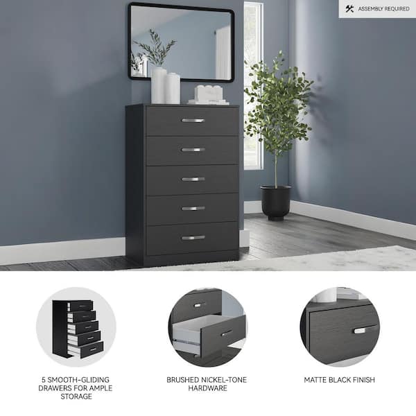 Signature DESIGN BY ASHLEY Finch Black 5 Drawer 29.88 in. Chest of