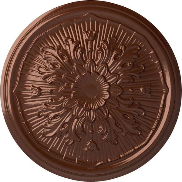 Ekena Millwork 15-3/4 in. x 5/8 in. Lupton Urethane Ceiling Medallion (Fits Canopies upto 1-1/8 in.), Copper Penny