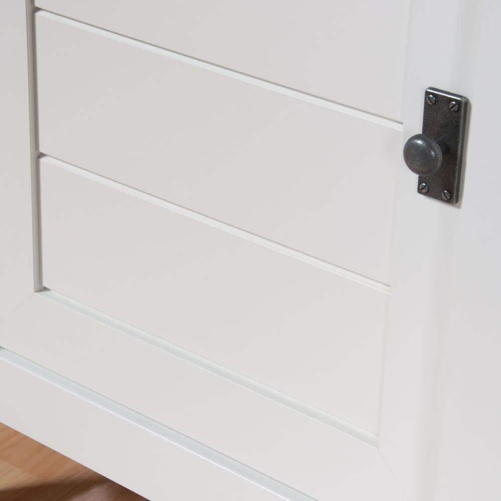 Soft White Farmhouse TV Stand with Cabinets and Shelves
