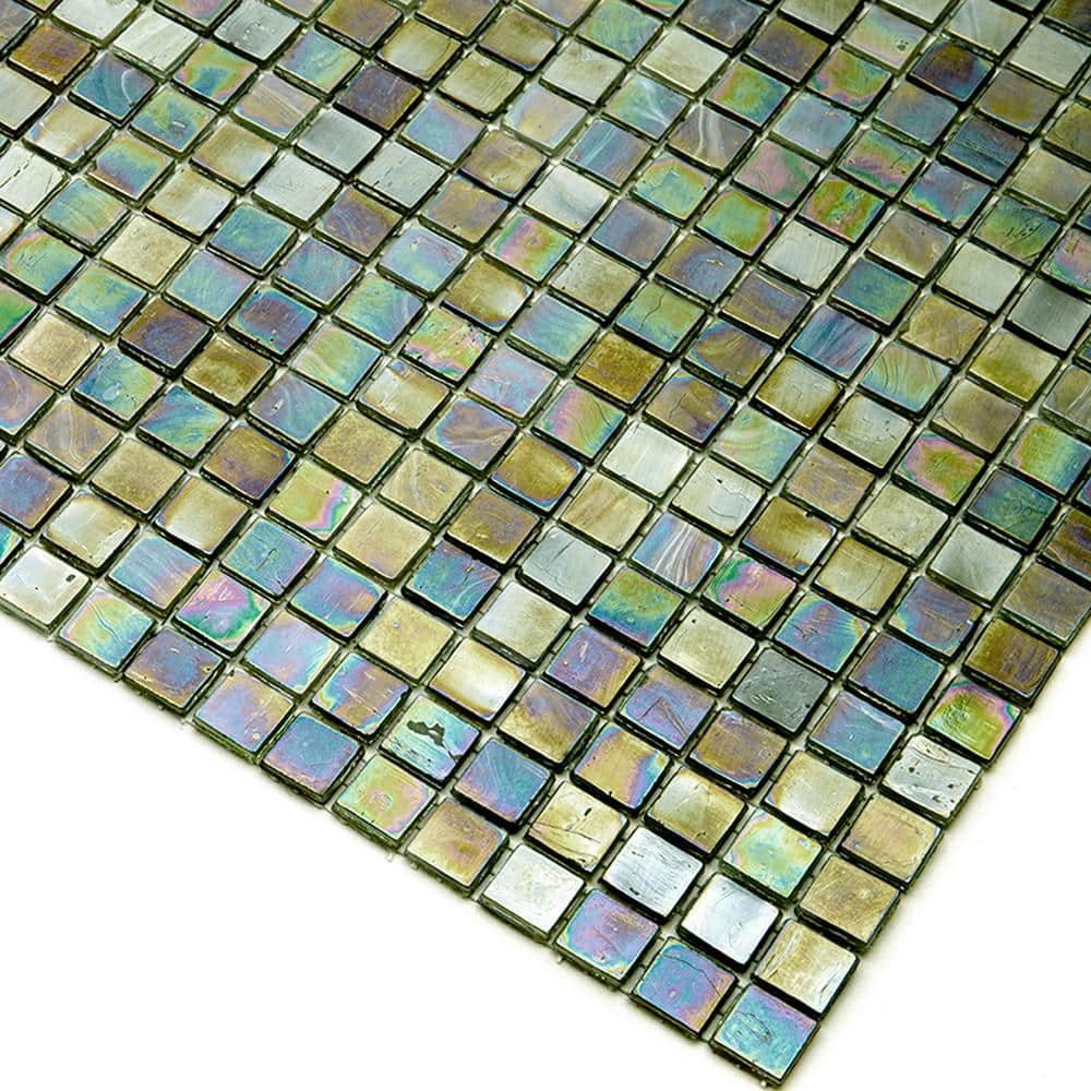 Skosh Glossy Green and Brown Glass Mosaic Tile