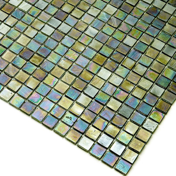 Skosh Glossy Tortilla Brown 11.6 in. x 11.6 in. Glass Mosaic Wall and Floor Tile (18.69 sq. ft./case) (20-pack)