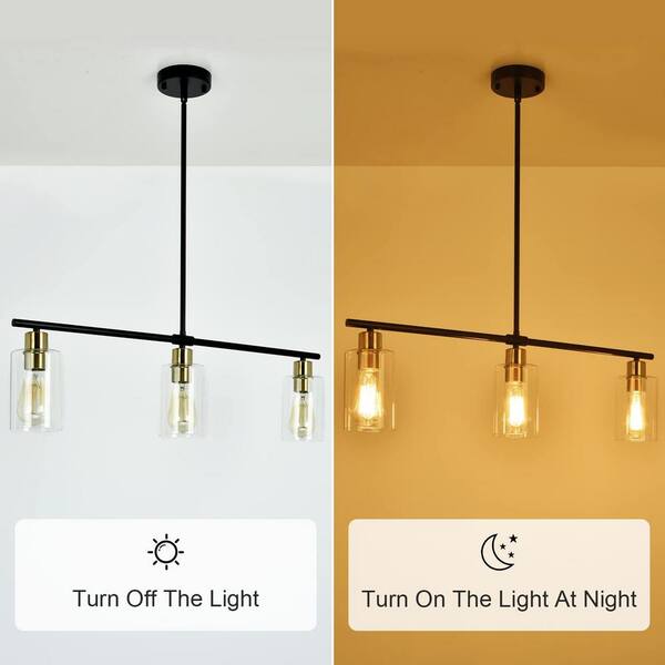 LWYTJO Delmis 3 Light Black/Gold Pendant Kitchen