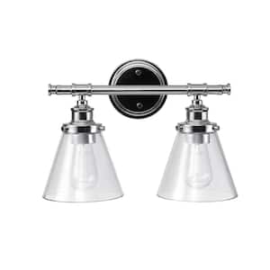 Parker 2-Light Chrome Vanity Light with Clear Glass Shades