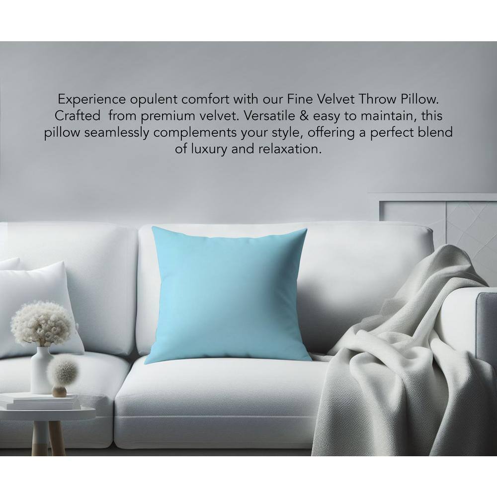 Light Blue Velvet 18" Square Throw Pillow with Hypoallergenic Fill