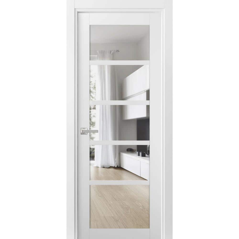4552 42 in. x 84 in. Left-Hand/Inswing Solid Clear Glass White Single Prehung Interior Door with Hardware price history on PriceWatchPro