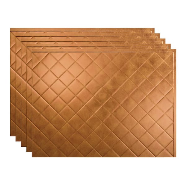Fasade Quilted 18.25 in. x 24.25 in. Vinyl Backsplash Panel in Antique Bronze (5-Pack)