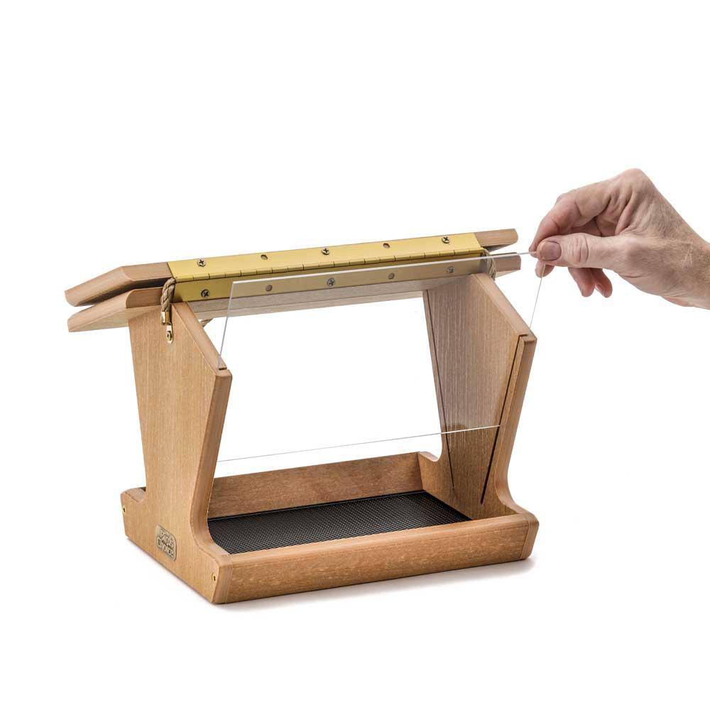 Brazilian Walnut Hanging Plastic Hopper Bird Feeder