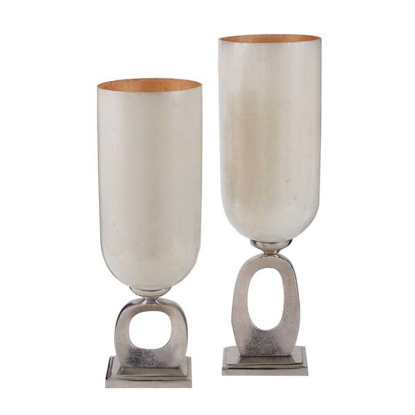Titan Lighting "O" Aluminum and Glass Hurricane Candle Holders (Set of 2)