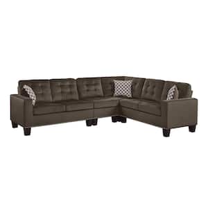 Boykin 107 in. Straight Arm 2-piece Microfiber Reversible Sectional Sofa in Chocolate