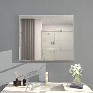Sight 36 in. W x 30 in. H Rectangular Framed Wall Bathroom Vanity Mirror in Brushed Nickel