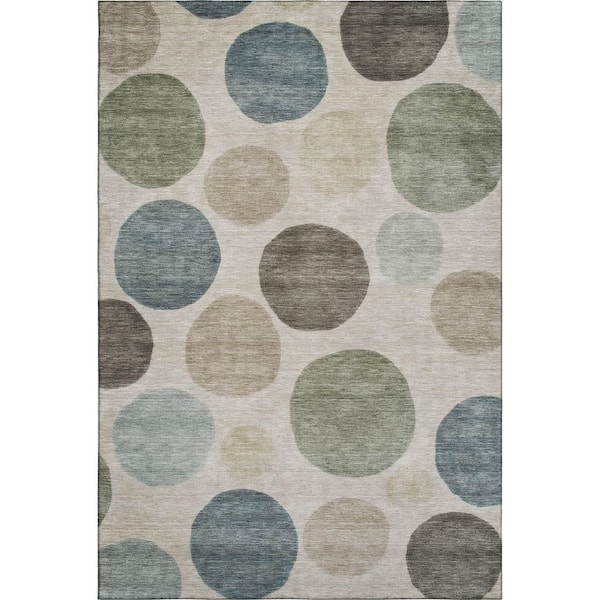 Mayfield Premium Machine Washable Abstract AMF2062 Khaki 5 ft. x 7 ft. 6 in. Area Rug